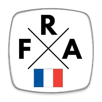French flag with FRA - Square fridge magnet - white - Front