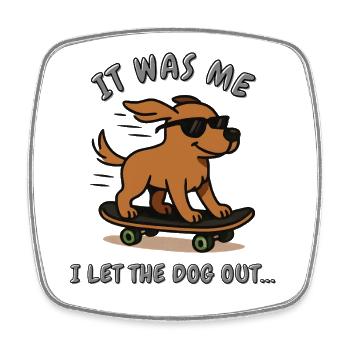 Lustiges Hunde-Design - Hund auf Skateboard - Viereckiger Kühlschrankmagnet - Weiß - Vorne