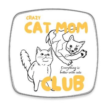 Crazy Cat Mom Club - Square fridge magnet - white - Front