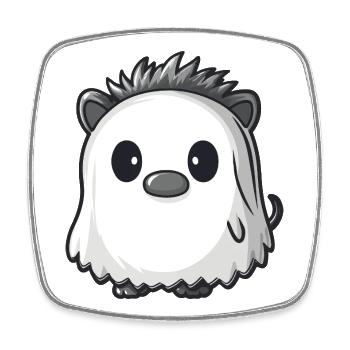 Hedgehog Halloween Ghost - Square fridge magnet - white - Front