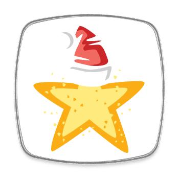 Poinsettia with Santa Hat Illustration - Square fridge magnet - white - Front