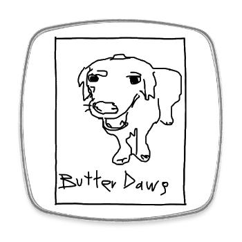 Butter Dog (Dawg) - Square fridge magnet - white - Front
