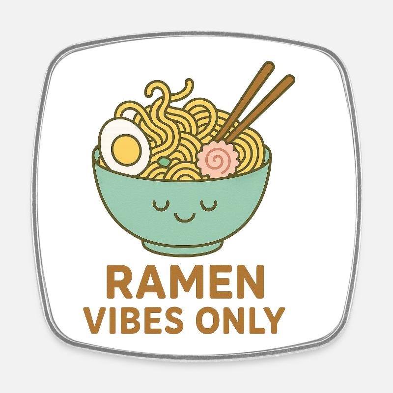 Ramen Vibes Only Kawaii Noodles - Square fridge magnet - white