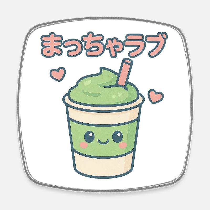 Matcha Love Kawaii Drinking Mug - Square fridge magnet - white