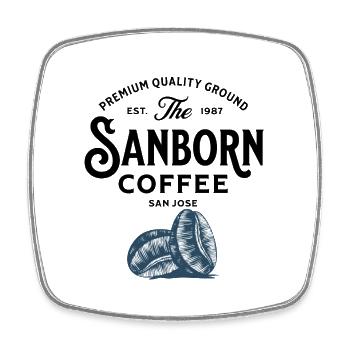 Blaue Kaffeebohnen Illustration - Viereckiger Kühlschrankmagnet - Weiß - Vorne