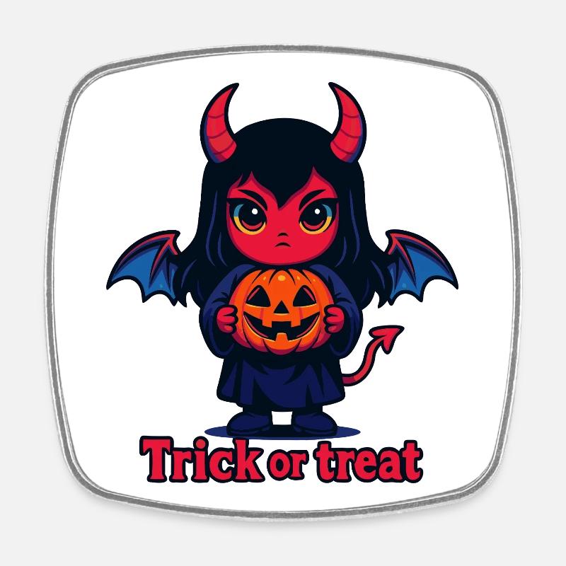 Trick or Treat – Diable mignon - Magnet carré - blanc