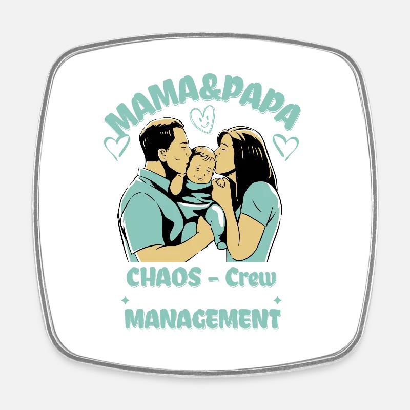 MAMAN ET PAPA CHAOS CREW - Magnet carré - blanc