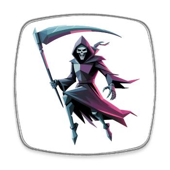 Death Reaper - Cooles Low-Poly-Logo - Viereckiger Kühlschrankmagnet - Weiß - Vorne