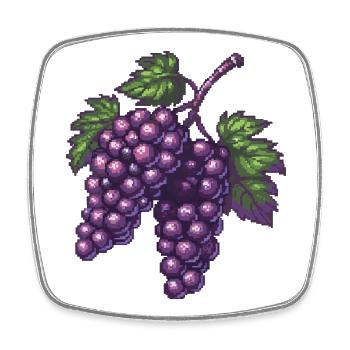Pixel Raisins Violet Pixel Art - Magnet carré - blanc - Devant