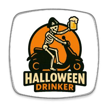 Skeleton Drinker Halloween - Square fridge magnet - white - Front