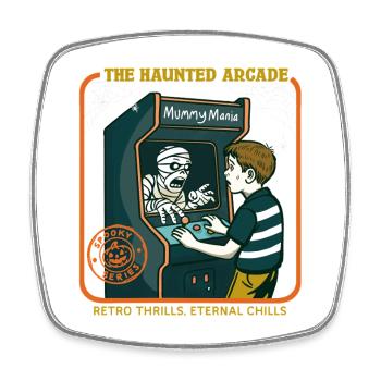 The Haunted Arcade - Square fridge magnet - white - Front