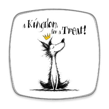 Dog with Crown – A Kingdom for a Treat! - Viereckiger Kühlschrankmagnet - Weiß - Vorne