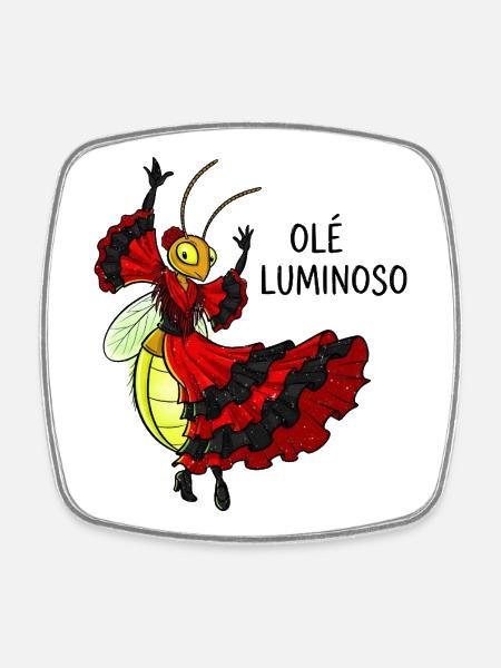 Flamenco Glühwürmchen Tanzkostüm - Viereckiger Kühlschrankmagnet - Weiß