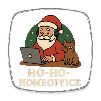 Weihnachtsbüro Santa Katze Illustration - Viereckiger Kühlschrankmagnet - Weiß - Vorne
