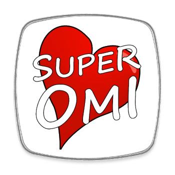 SUPER OMI - Viereckiger Kühlschrankmagnet - Weiß - Vorne