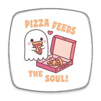 Une pizza fantôme mignonne nourrit l’âme drôle - Magnet carré - blanc - Devant