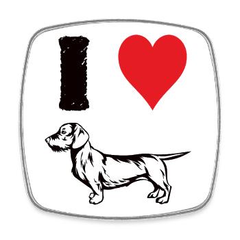 i Love my Dachshund - Viereckiger Kühlschrankmagnet - Weiß - Vorne