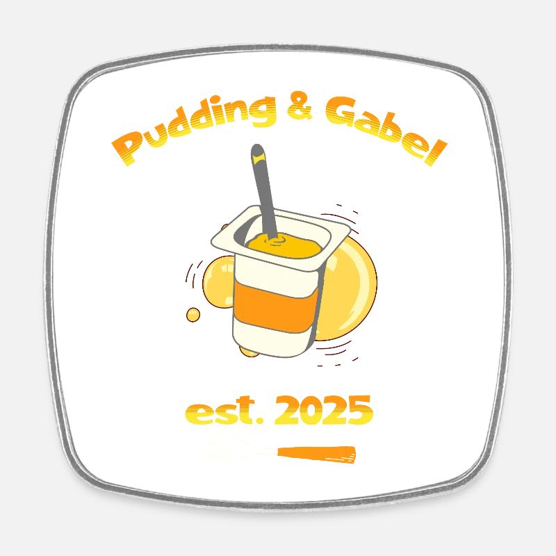 Pudding & Gabel Est. 2025 - Viereckiger Kühlschrankmagnet - Weiß