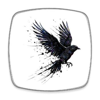 Crow Raven Paint Splash – Modern Watercolor - Square fridge magnet - white - Front