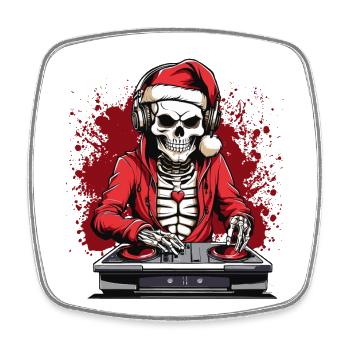 Noël Crâne Dj - Magnet carré - blanc - Devant