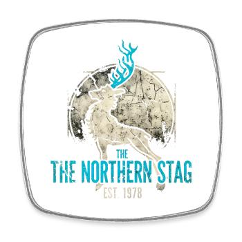 Northern Stag Vintage Logo Est 1973 - Viereckiger Kühlschrankmagnet - Weiß - Vorne