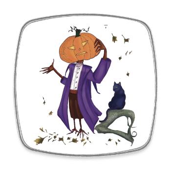 Dashing pumpkin in Purple Coat - Square fridge magnet - white - Front
