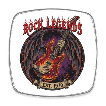 Rock Legends Guitare de feu - Magnet carré - blanc - Devant