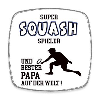 Joueur de squash Squasher Papa Père Homme - Magnet carré - blanc - Devant