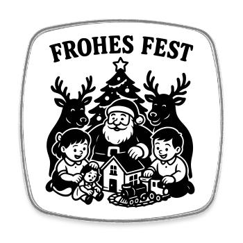 Frohes Fest Weihnachten Kinder Bescherung - Viereckiger Kühlschrankmagnet - Weiß - Vorne