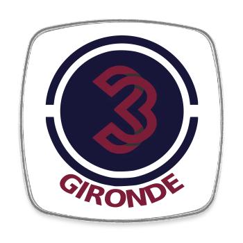 Circular emblem Gironde 33 - Square fridge magnet - white - Front