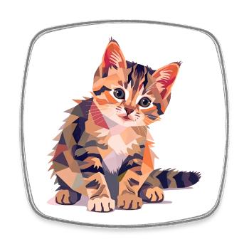 Bunte Geometrische Katzenillustration Modern - Viereckiger Kühlschrankmagnet - Weiß - Vorne