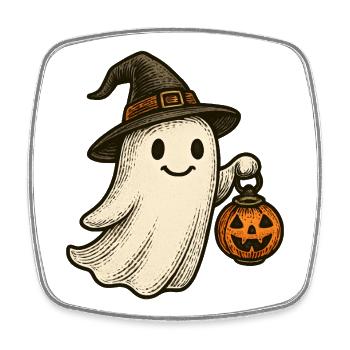 Cute Halloween Ghost for Kids - Square fridge magnet - white - Front