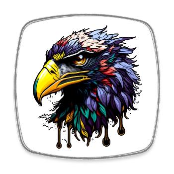 Bunter Adler mit hellen Federn - Viereckiger Kühlschrankmagnet - Weiß - Vorne
