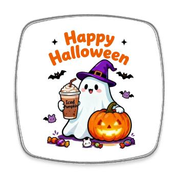 Lovely Ghost Kaffee Mütze Cartoon Halloween Geist - Viereckiger Kühlschrankmagnet - Weiß - Vorne