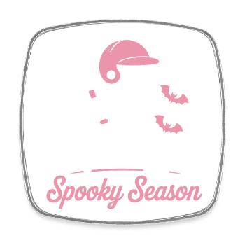 Spooky Skeleton Baseball in Pink - Square fridge magnet - white - Front