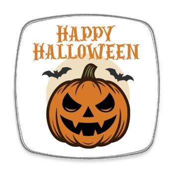 Happy Halloween Pumpkin with Bats - Square fridge magnet - white - Front