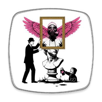 Masque et fragment ailés - Magnet carré - blanc - Devant