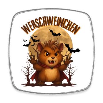 Vampirhamster  Meerschweinchen als Werwolf - Viereckiger Kühlschrankmagnet - Weiß - Vorne