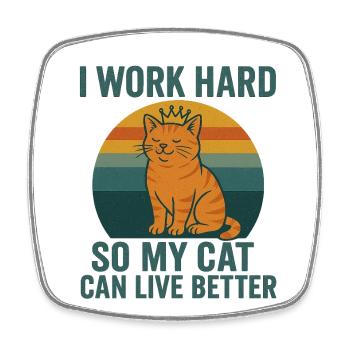 Cat royal in retro sunset - Square fridge magnet - white - Front