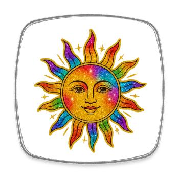 Sonne im Regenbogen-Glitzer - Viereckiger Kühlschrankmagnet - Weiß - Vorne