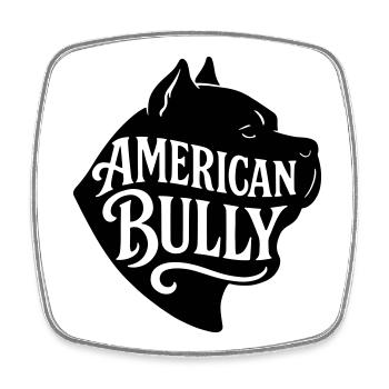American Bully Bulldog chien français t shirt - Magnet carré - blanc - Devant