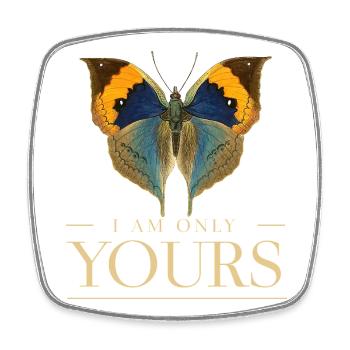 Motif papillon LOVE – Je suis juste à toi - Magnet carré - blanc - Devant