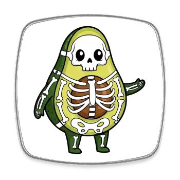 Drôle d’Halloween Avocat Squelette Dessin Animé Os - Magnet carré - blanc - Devant
