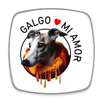Galgo dans une écharpe chaude - Magnet carré - blanc - Devant