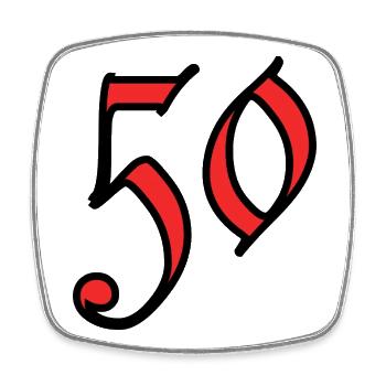 50. 50 JAHRE. 50-JÄHRIGES JUBILÄUM. 50-JÄHRIGES JUBILÄUM. - Viereckiger Kühlschrankmagnet - Weiß - Vorne