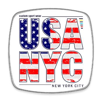 USA NYC Flagge Buchstaben - Viereckiger Kühlschrankmagnet - Weiß - Vorne