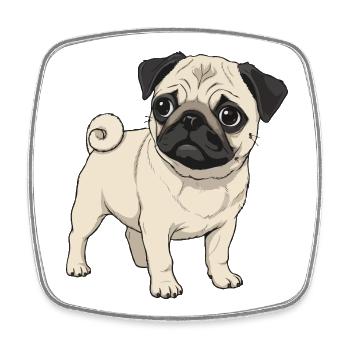 Pug puppy - Square fridge magnet - white - Front
