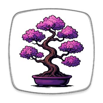 Bonsai Cherry Blossoms Purple - Square fridge magnet - white - Front