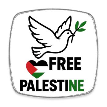 Free Palestine Dove - Viereckiger Kühlschrankmagnet - Weiß - Vorne