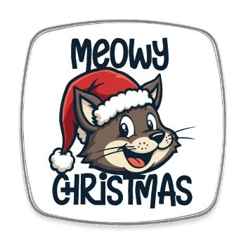 Meowy Christmas - Square fridge magnet - white - Front